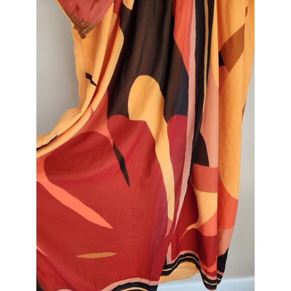 Anthropologie Farm Rio Short-Sleeve Wrap-Front Maxi Dress Size L Red #MA416 - Picture 6 of 11